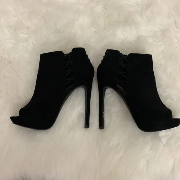 Mix No 6 - Black Suede Boot - 5 inch heel - Open Toe - Picture 3 of 9
